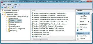 Zwölf Systeme: So sieht die Betriebssystemliste im Microsoft Deployment Toolkit aus, wenn Sie alle Windows-Versionen eingebunden haben.