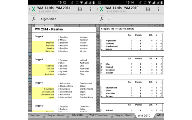 Excel-Tabelle WM 2014 - Die kostenlose Excel-Vorlage für die Fußball-WM 2014 hält sämtliche Ergebnisse übersichtlich fest und liefert darüber hinaus Statistiken aller WM-Turniere mit allen Teams, allen Gegnern und Ergebnissen. Mit der Gratis-App Quick Off