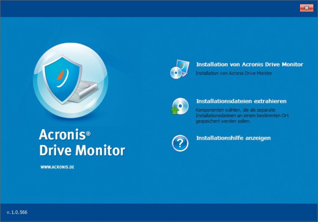 Acronis Drive Monitor: Ein Installationsassistent richtet die Festplattenüberwachung ein.