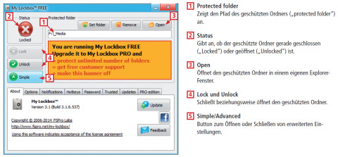 So geht’s: My Lockbox versteckt einen beliebigen Ordner auf Ihrem PC und schützt den Zugang dazu mit einem Passwort.