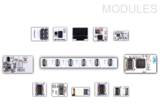 Modulbaukasten: Die einzelnen Sensormodule lassen sich auf der Atomwear-Hauptplatine frei platzieren und kombinieren. 