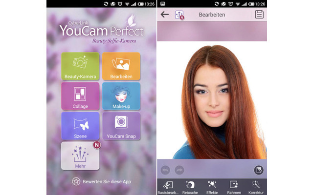 YouCam Perfect - Und noch eine Selfie-App - wenn man nicht mehr ganz taufrisch aus der Wäsche schaut. YouCam Perfect bietet unter anderem Echtzeit-Verschönerungseffekte für die Haut, mit denen man Portraits in Sekunden aufhübschen kann. Preis: Kostenlos. 