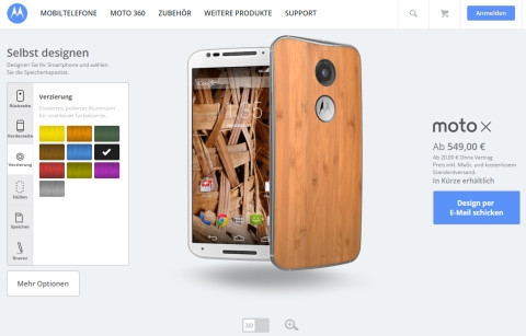 Handy-Baukasten: Über den Moto Maker lässt sich das neue Motorola Moto X den eigenen Wünschen anpassen. 