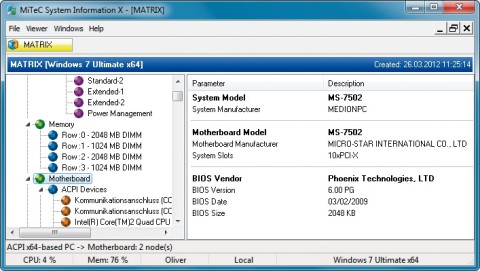 Hardware-Analyse: Das Tool gibt Ihnen tiefe Einblicke in die Hardware Ihres PCs — hier das Mainboard und die BIOS-Version.