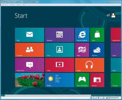 Virtual Box 4.2: Die neue Version arbeitet problemlos mit Windows 8 zusammen.