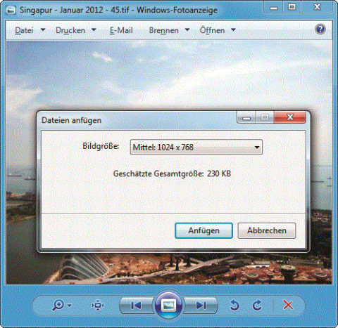 Für den Versand per E-Mail verkleinert der Windows-Explorer Ihre Bilddateien.