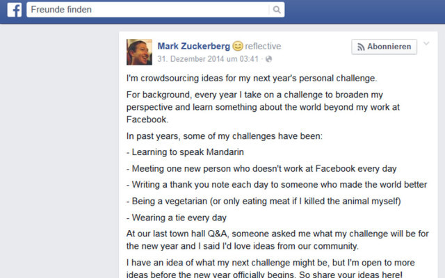 Mark Zuckerberg Post Lese-Club