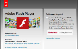 Adobe Flash Player Download Webseite