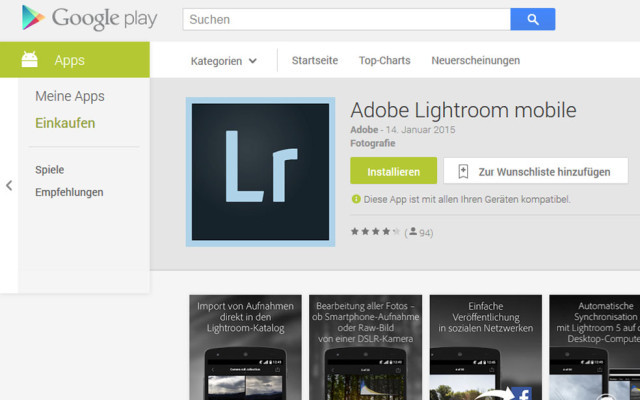 Adobe Lightroom mobile Google Play Store