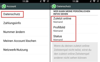 WhatsApp Datenschutz Einstellungen
