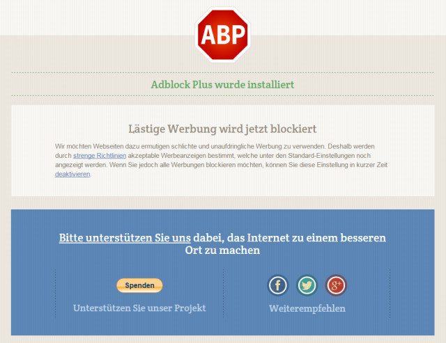 Adblock Plus Startseite