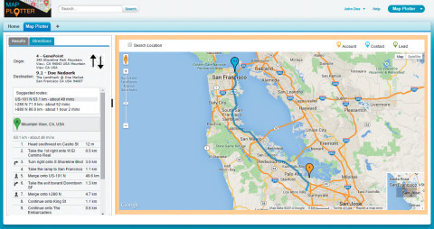 Der Map Plotter nutzt Google Maps, um die Standorte von Salesforce-Kontakten sichtbar zu machen.