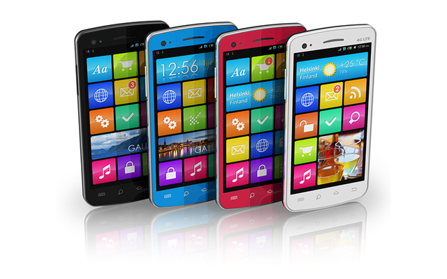 Smartphones mit verschiedenen Farben