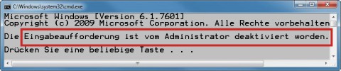 Deaktivierte Kommandozeile: Auch den Zugriff auf die Kommandozeile und die Ausführung von Batch-Dateien können Sie dem Besucher auf Ihrem Rechner verbieten (Bild 7).