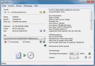 Imgburn: Das Tool brennt das Image der Partition Wizard Bootable CD auf eine CD. Damit lässt sich anschließend der PC booten und partitionieren (Bild 1).