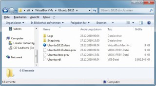 Neues Speichersystem: Virtual Box 4.0 legt jetzt alle Dateien, die zu einer virtuellen Maschine gehören, in einem einzigen Ordner ab. So lassen sich virtuelle PCs einfach kopieren und weitergeben.
