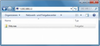 Auf Daten zugreifen: Geben Sie im Windows-Explorer die Zeichen \ gefolgt von der IP-Adresse des entfernten Rechners ein, hier: \192.168.1.1.
