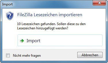 Datenimport: Beim ersten Programmstart übernimmt Cyberduck auf Wunsch die Server-Daten einer Filezilla-Installation (Bild 1).