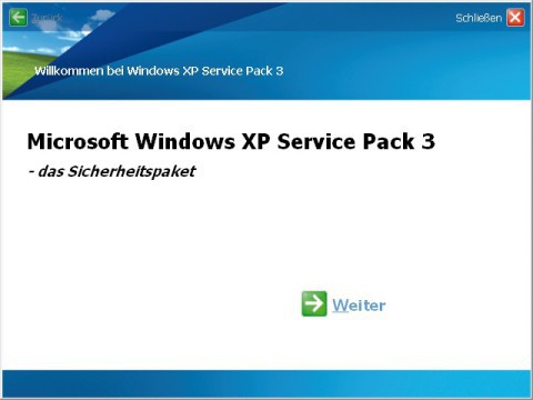 Service Pack 3 für XP: Die Standalone-Version des Service-Packs aktualisiert beliebige PCs mit Windows XP.