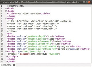 Der komplette HTML-Code: Mit diesen wenigen Zeilen HTML und Javascript basteln Sie sich einen eigenen Mediaplayer für Ihre Website (Bild 3).