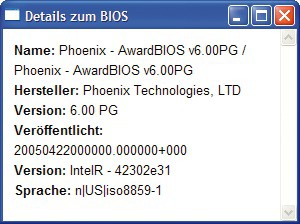 BIOS-Details: Das Skript „biosInfo.hta“ ermittelt alle Informationen zu Ihrem BIOS (Bild 2).