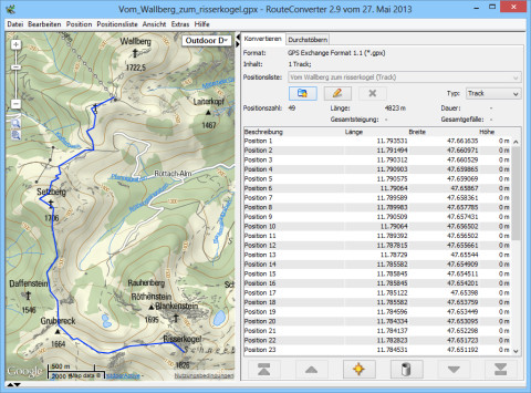 RouteConverter zeigt, editiert und konvertiert GPS-Dateien aus mehr als 70 verschiedenen Dateiformaten, um sie in eigene Geoanwendungen wie Locus Maps zu übernehmen.