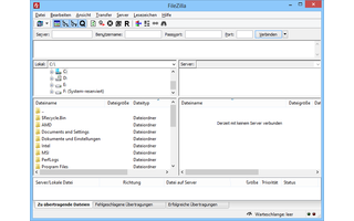 Der FTP-Client Filezilla nutzt die Zwei-Fenster-Darstellung und besitzt alle nötigen Funktionen für komfortable Datentransfers und Homepage-Pflege.