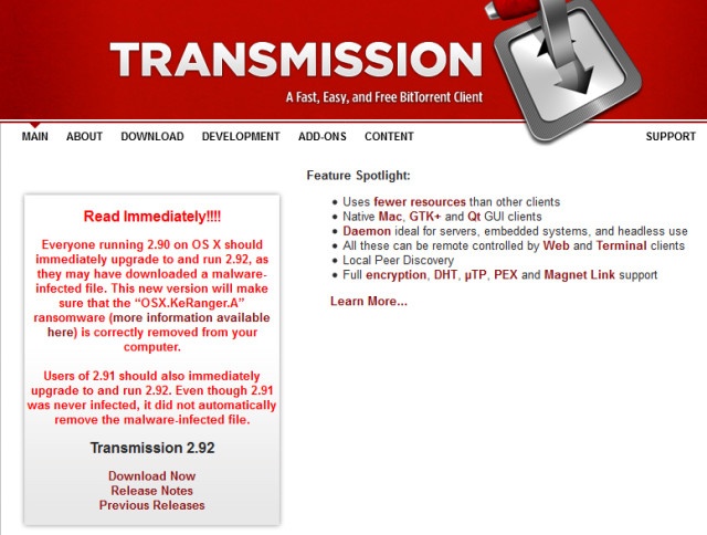 Transmission Webseite