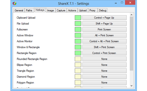 In den Einstellungen von ShareX lassen sich Tastaturkürzel (Hotkeys) für die einzelnen Funktionen des Programms definieren.