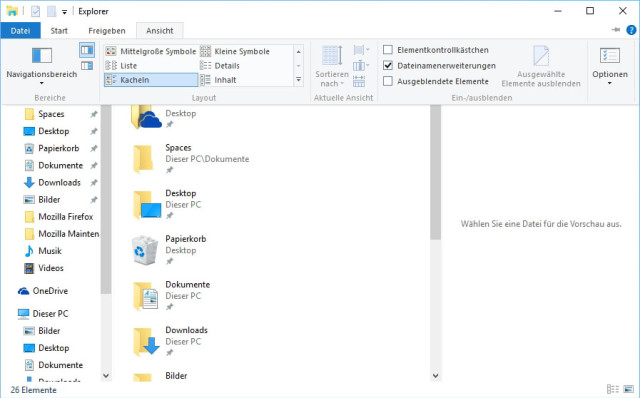 Windows 10 Explorer Dateinamenerweiterung 