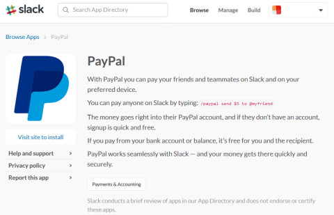 PayPal in Slack
