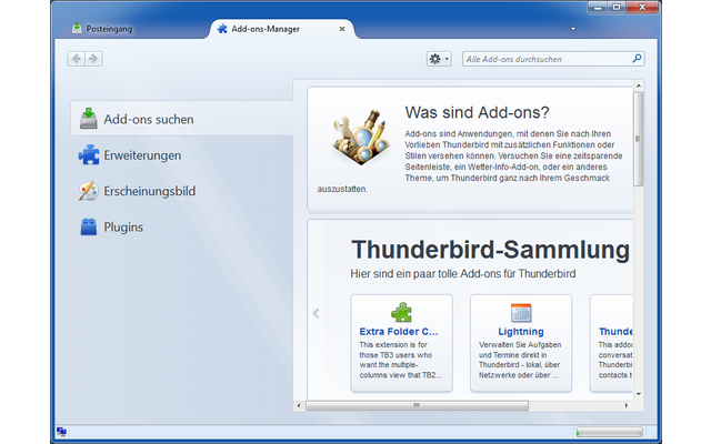 Wie Firefox verfügt Thunderbird über einen Add-on-Manager zum Suchen und Installieren von Erweiterungen