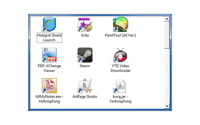 Per Rechtsklick in den Mini-Desktop lässt sich die Icon-Größe wie vom Windows-Explorer gewohnt verstellen