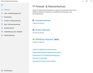 Windows Defender Firewall und Netzwerkschutz