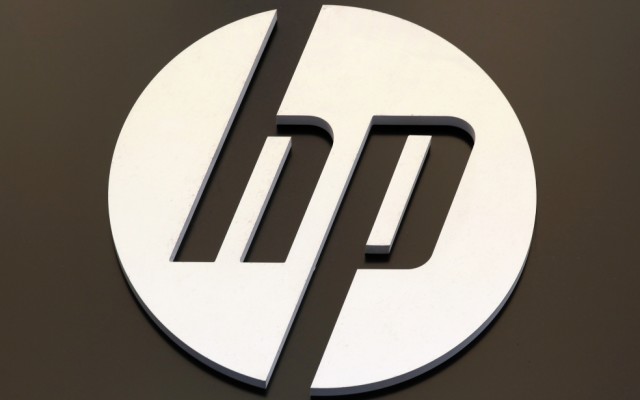 HP-Logo in silber auf schwarzem Hintergrund