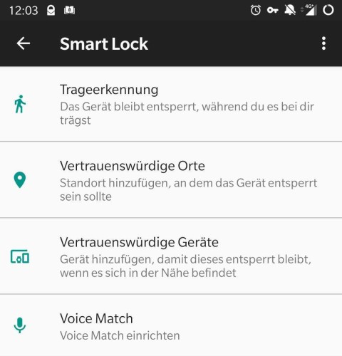 Smart-Lock-Optionen in Android