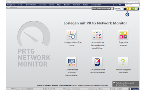 PRTG Network Monitor überwacht Ihr gesamtes Netzwerk und benachrichtigt Sie umgehend per Konsole, E-Mail, SMS-Nachricht oder Pager über Probleme.