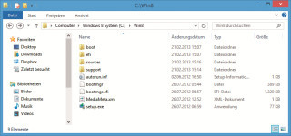 Upgrade-Version von Windows 8: Zunächst kopieren Sie die Setup-DVD des Upgrades auf die Festplatte. Dann erstellen Sie die neue Konfigurationsdatei ei.cfg und brennen eine neue Setup-DVD
