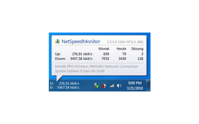 NetSpeedMonitor misst den Up- und Download-Traffic Ihres Netzwerks sowie dessen Geschwindigkeit.