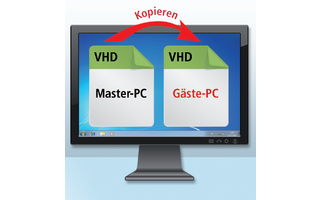 Master-PC kopieren: Eine VHD-Datei, in der Windows installiert ist, können Sie einfach kopieren, um weitere PCs zu erhalten, etwa einen PC für Gäste