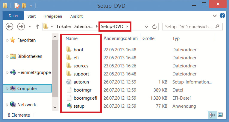 Setup-DVD für Windows 8 erstellen - com! professional