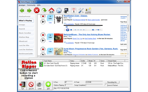 StationRipper schafft im Handumdrehen eine umfangreiche Musikbibliothek aus dem Repertoire weltweit verfügbarer Internet-Radiostationen.