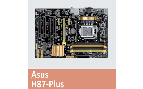 Asus H87-Plus: 6 SATA-III-Anschlüsse, 4 USB-3.0-Ports (2 onboard, 2 optional), maximal 4 RAM-Module mit insgesamt 32 GByte, Straßenpreis: 90 Euro.