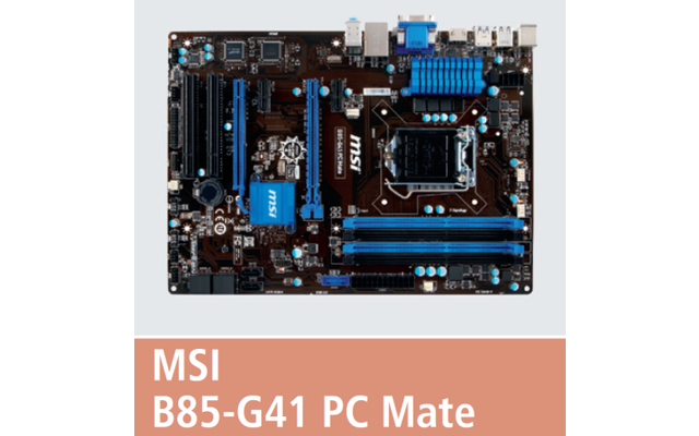 MSI B85-G41 PC Mate: 4 SATA-III-Anschlüsse, 4 USB-3.0-Ports (2 onboard, 2 optional), maximal 4 RAM-Module mit insgesamt 64 GByte, Straßenpreis: 70 Euro.