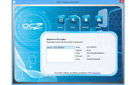 OCZ Toolbox ermittelt die Versionsnummer der aktuellen SSD-Firmware, aktualisiert die Firmware oder schreddert die Daten des Solid State Drives.