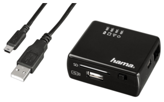 Teilen und streamen Sie Dokumente, Bilder, Filme und Musik mit dem WiFi-Datenleser von Hama.