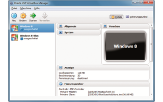 Platz 4 – VirtualBox: Auch Windows 8 lässt sich problemlos als virtuelles Betriebssystem nutzen