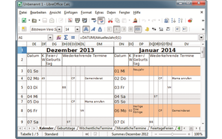 Platz 6 – LibreOffice: Die Tabellenkalkulation lässt sich auch als Kalender und Terminplaner verwenden.