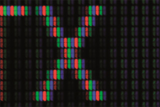 Vergrößerte Subpixel: Bei MVA-Panels besteht ein Pixel aus drei länglichen Subpixeln in den Farben Rot, Grün und Blau