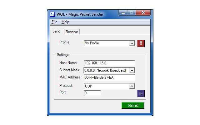 WOL Magic Packet Sender weckt Ihren PC mittels Wake-on-LAN und per Netzwerk aus dem Standby.